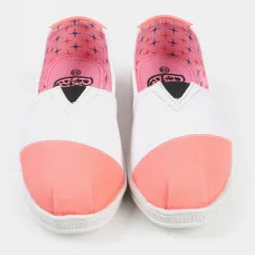 Girls Loafer Flat Shoes GF-1 - White/Pink